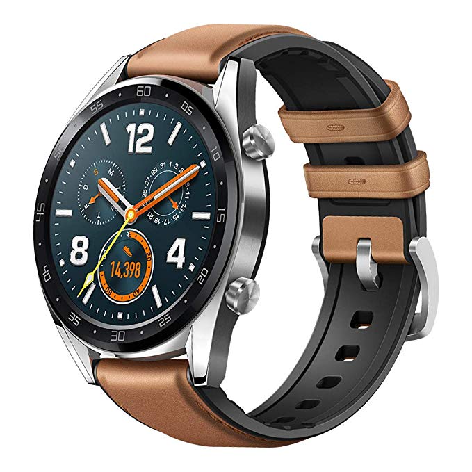 Watch GT stainless steel/saddle brown leather silicone