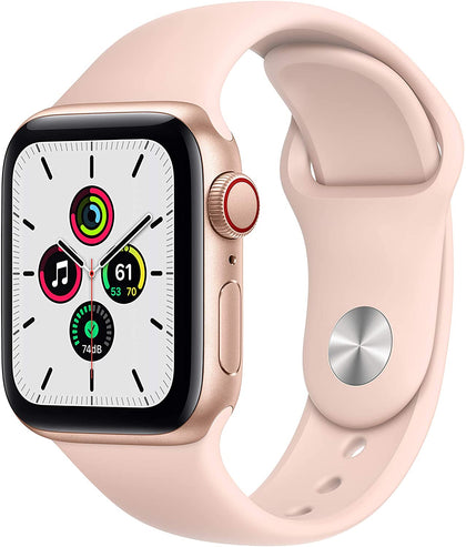 New Apple Watch SE (GPS + Cellular, 40mm) - Gold Aluminum Case with Pink Sand Sport Band-Let’s Talk Deals!