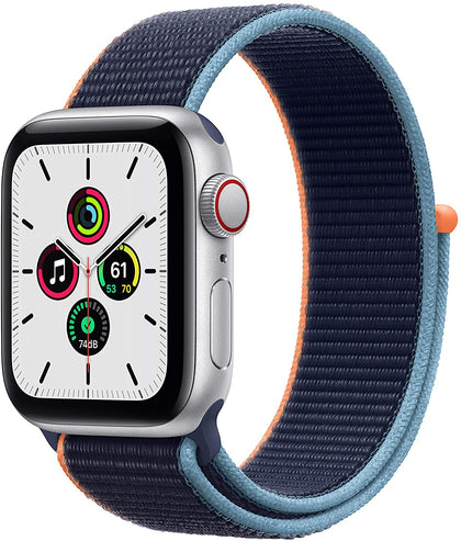 New Apple Watch SE (GPS + Cellular, 40mm) - Silver Aluminum Case with Deep Navy Sport Loop-Let’s Talk Deals!