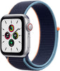 New Apple Watch SE (GPS + Cellular, 40mm) - Silver Aluminum Case with Deep Navy Sport Loop