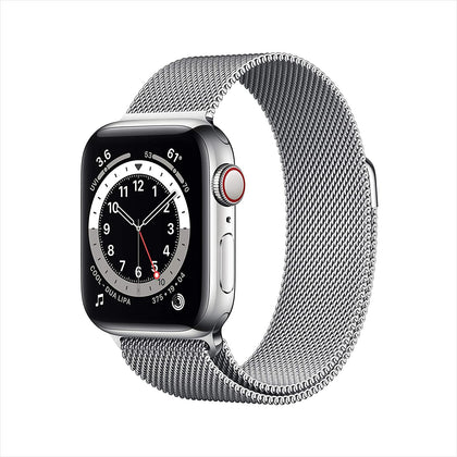 Apple Watch Series 6 (GPS + Cellular, 44mm) - Silver Stainless Steel Case with Silver Milanese Loop-Let’s Talk Deals!