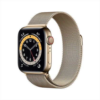 Apple Watch Series 6 (GPS + Cellular, 44mm) - Gold Stainless Steel Case with Gold Milanese Loop-Let’s Talk Deals!