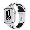 Apple Watch Series 7 - 45mm (GPS) Starlight Aluminum Case with Pure Platinum/Black Nike Sport Band